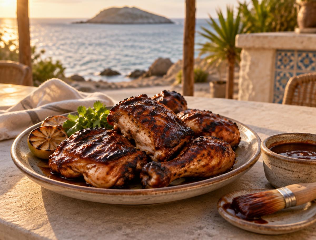 Grilled chicken glazed with Yéyo Reposado BBQ Sauce at Playa Yéyo